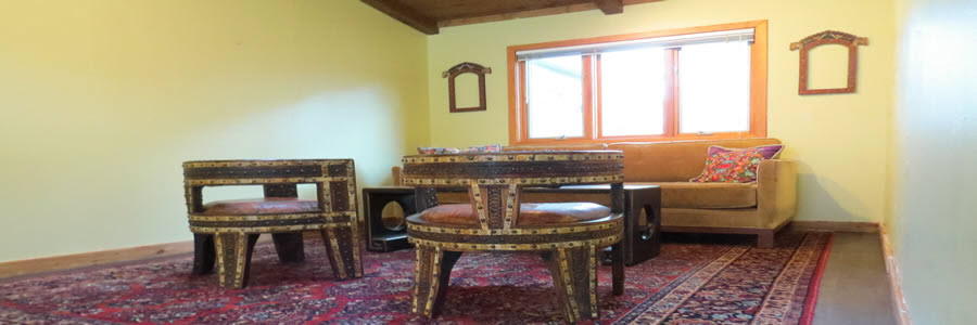 A lounge area in a yoga studio