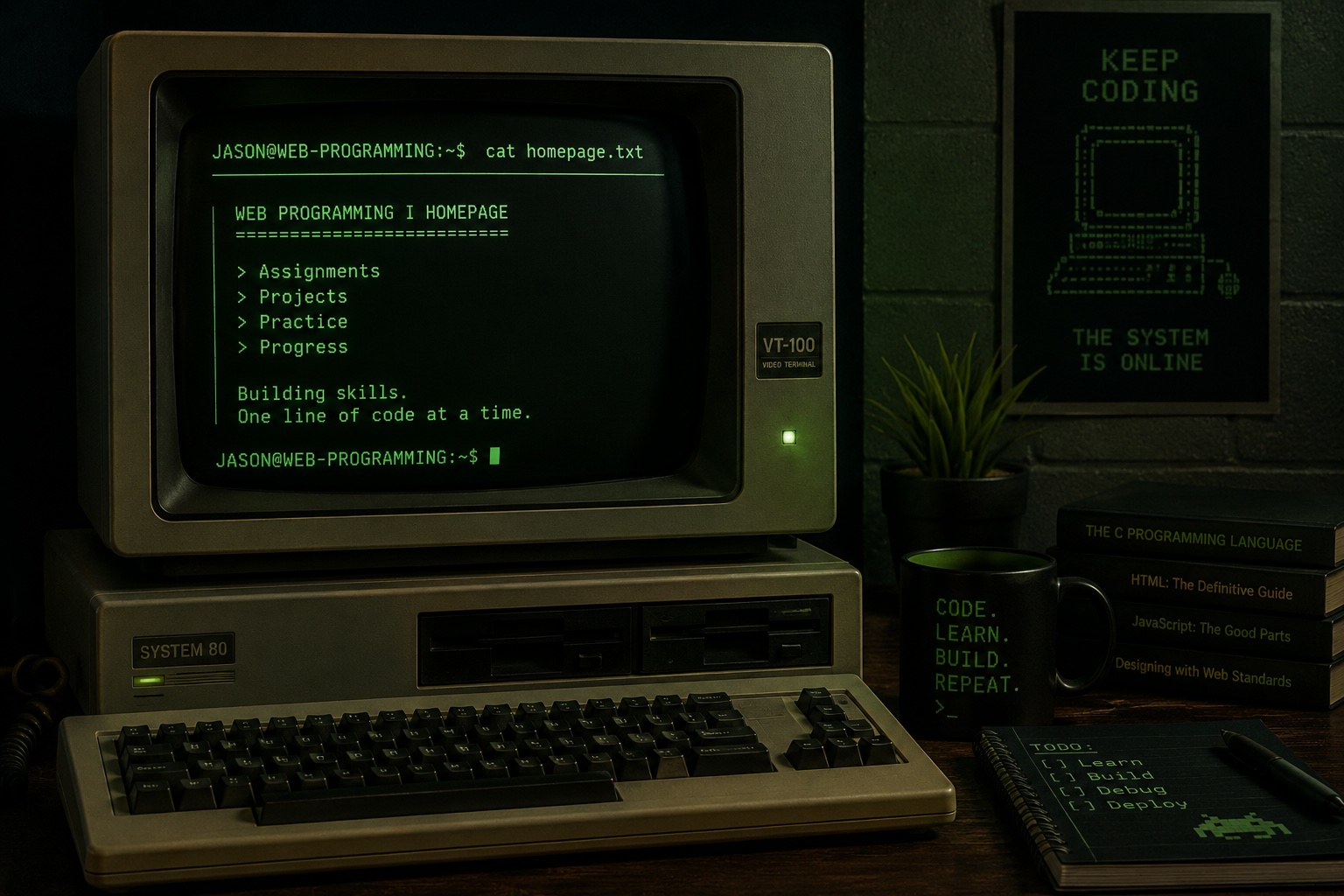 Retro computer terminal setup